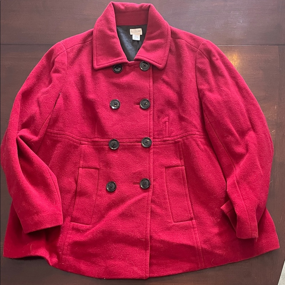 Motherhood Red Pea Coat